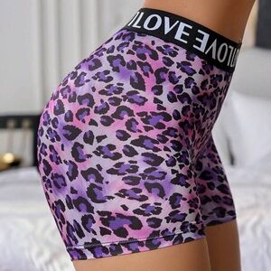 High Waist Sports Camouflage Print Contrast Letter Webbing Stitching Boyshorts